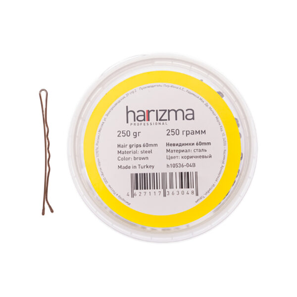 Невидимки для волос Harizma, 60 мм, волна, коричневые (h10536-04B)