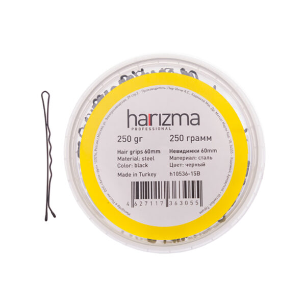 Невидимки для волос Harizma, 60 мм, волна, черные (h10536-15B)