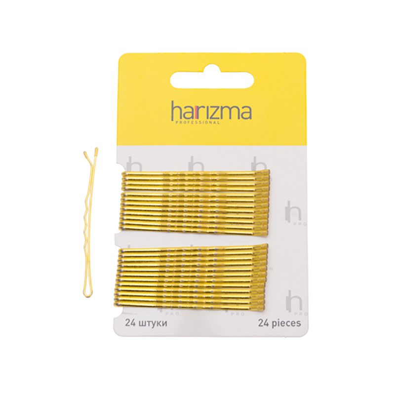 Невидимки для волос Harizma, 60 мм, прямые, черные, 24 шт (h10537-15)