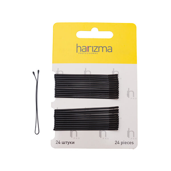Невидимки для волос Harizma, 60 мм, прямые, черные, 24 шт (h10537-15)