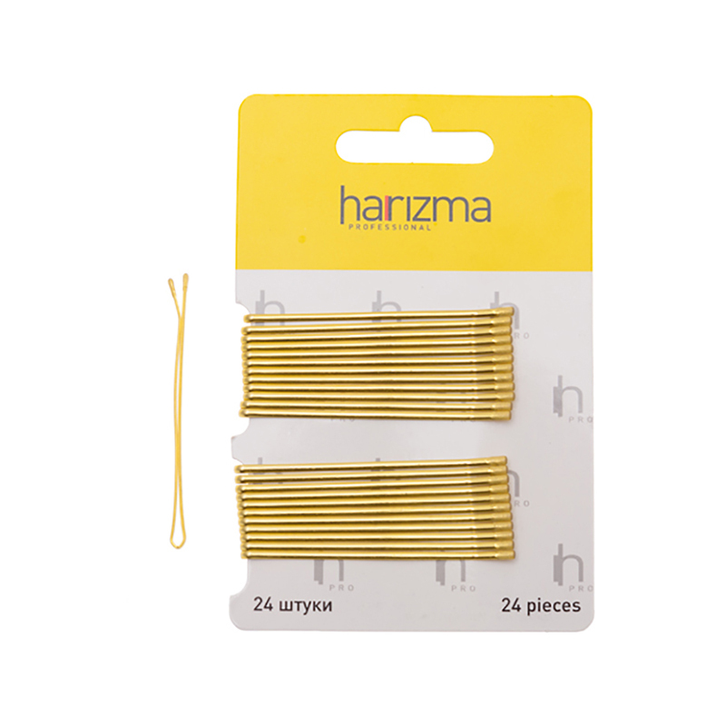 Невидимки для волос Harizma, 60 мм, прямые, серебро, 24 шт (h10537-17)