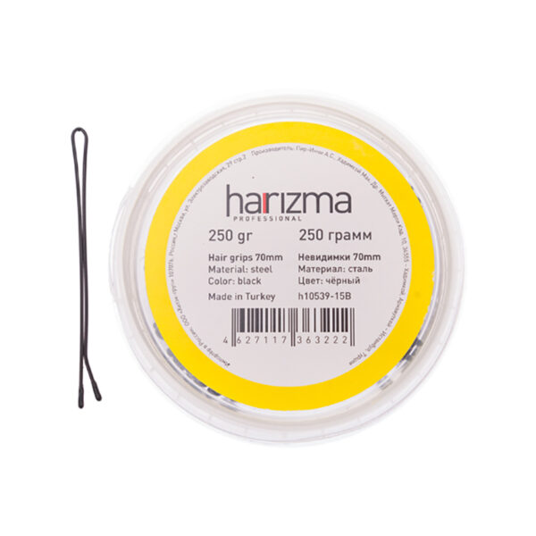 Невидимки для волос Harizma, 70 мм, прямые, черные (h10539-15B) - 1